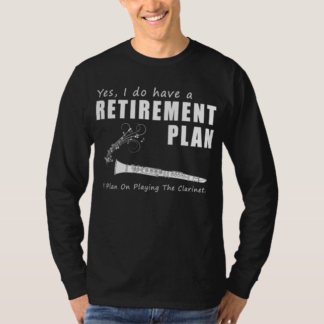 Harmonious Retirement Tunes: Clarinet Playing Funn T-Shirt (Front)