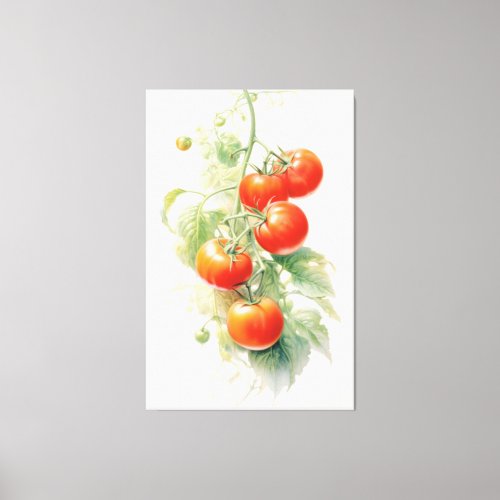 Harmonious Tomato Plant Watercolor Canvas Print