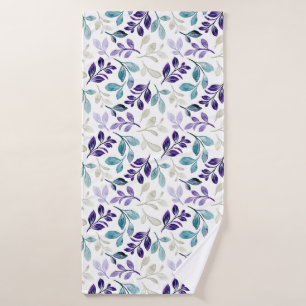 Harmonious Watercolor Leaves Design Bath Towel Set