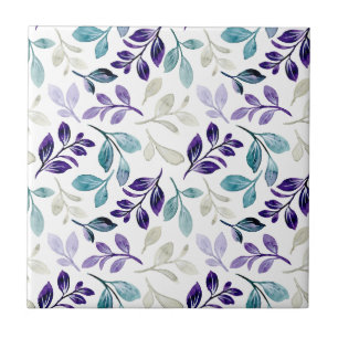  Harmonious Watercolor Leaves Design  Ceramic Tile