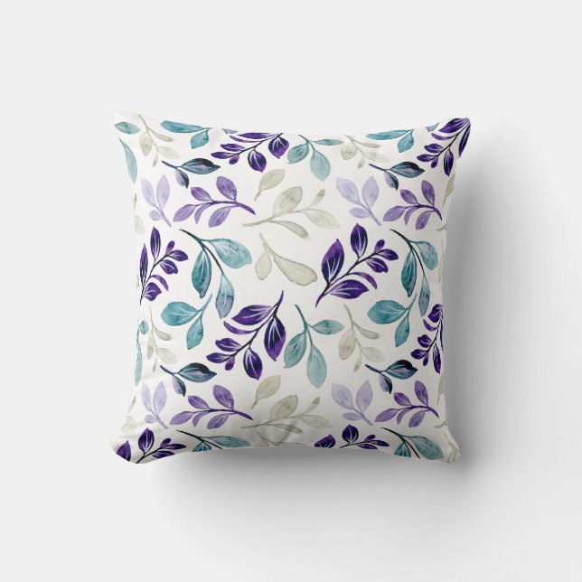  Harmonious Watercolor Leaves Design  Throw Pillow (Front)