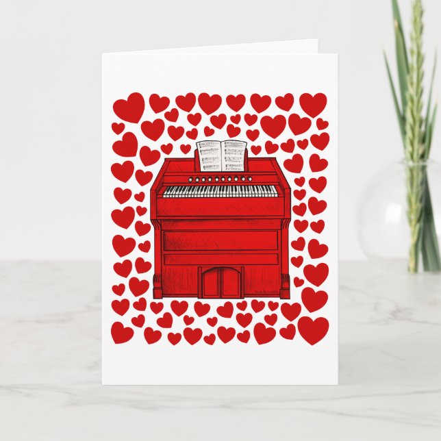 Harmonium With Hearts Valentines Anniversary Card (Front)