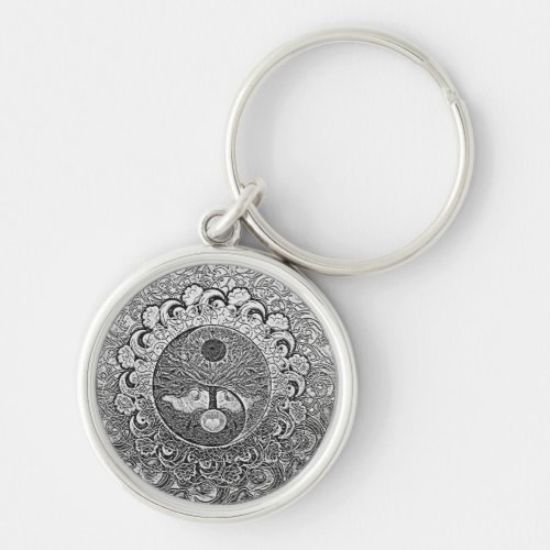 Harmony and Balance Silver Yin Yang Keychain