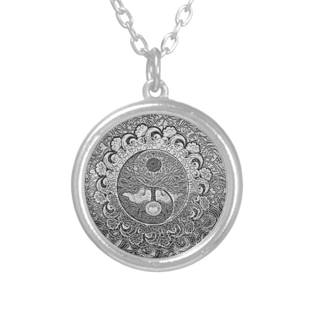 Harmony and Balance Silver Yin Yang Plated Necklace (Front)