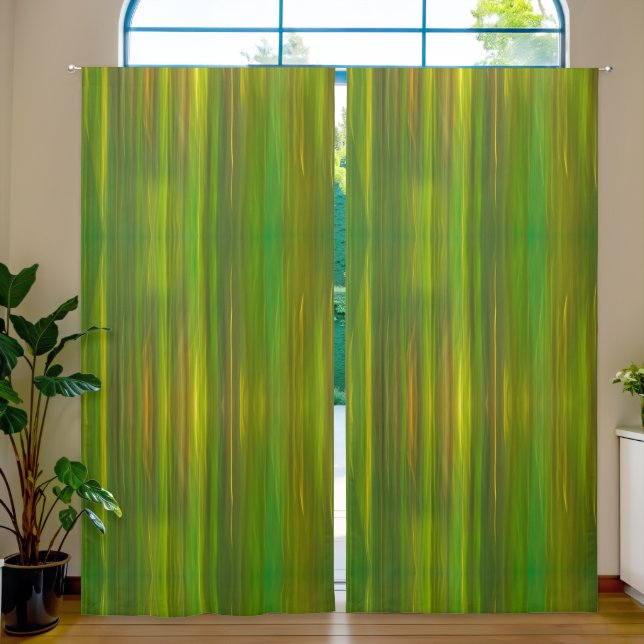 Harmony and Prosperity Nature Green and Gold Photo Blackout Curtains (Living Room)