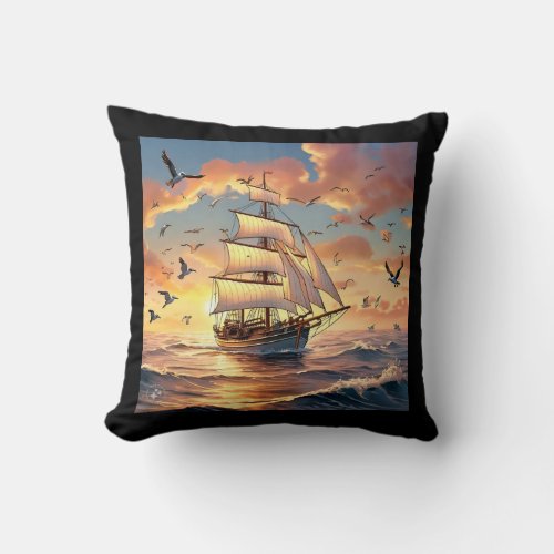  Harmony at Dawn ship pillow