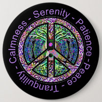 Harmony, Balance, Oneness Peace Symbol Pinback Button