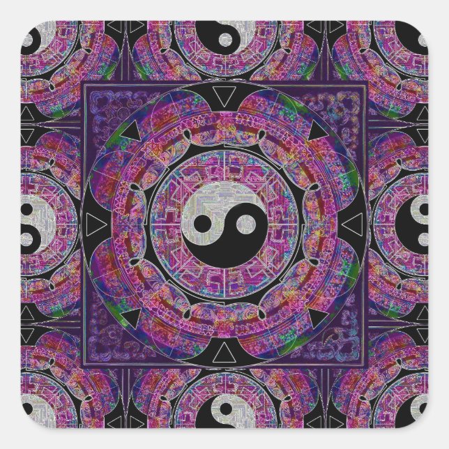 Harmony & Balance Purple Mandala Square Sticker (Front)