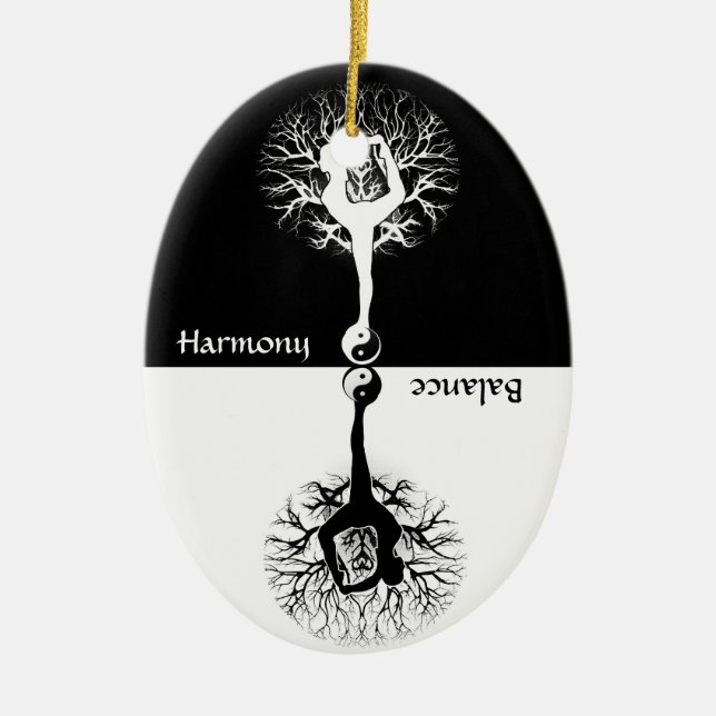 Harmony & Balance Yoga Yin Yang Ceramic Ornament (Front)