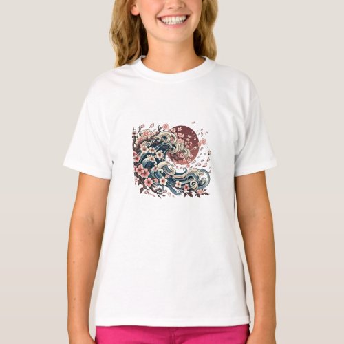 harmony between the cherry and the waves T_Shirt