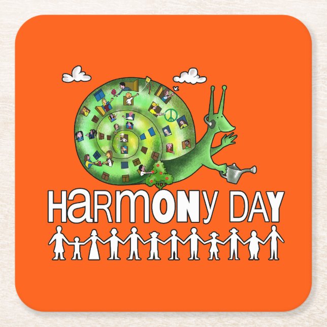 harmony day square paper coaster (Front)