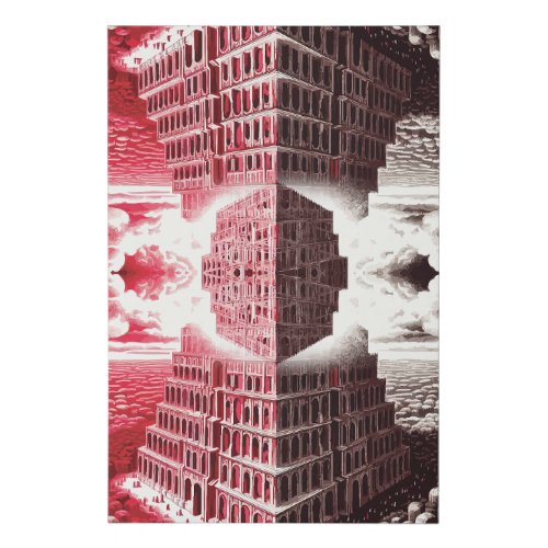Harmony  Discord Tower of Babel Faux Canvas Print