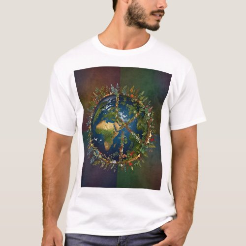 Harmony Earths Green Peace Emblem T_Shirt