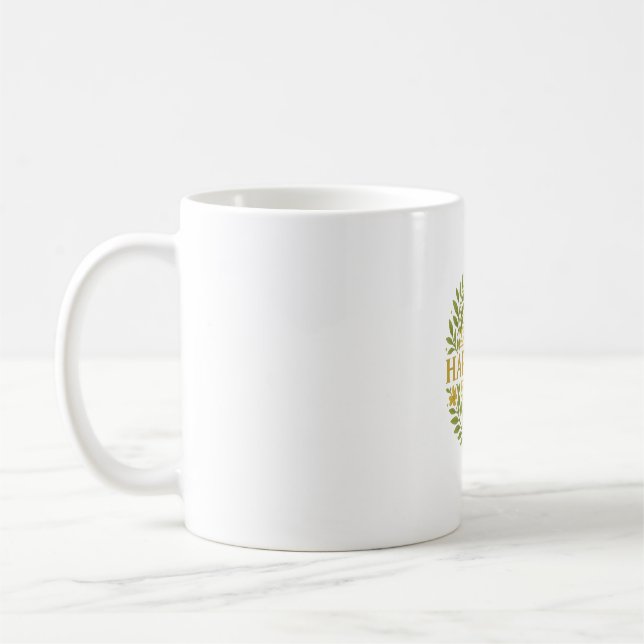Harmony – Elegant Green & Gold Nature-Inspired Des Coffee Mug (Left)