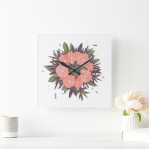 harmony flower square wall clock