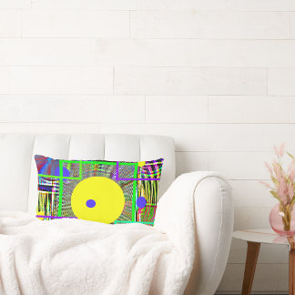 Harmony Geometry — Vibrant Folk-Art Watercolor Lumbar Pillow