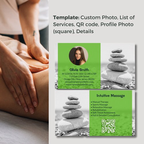 Harmony _ Green Massage Therapist Business Card