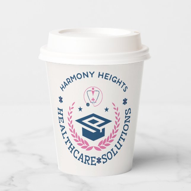 Harmony Heights Healthcare Solutions Company Logo Paper Cups (Front)