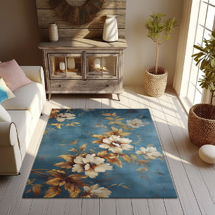 Harmony in Bloom: Japanese Oil Painting Area Rug