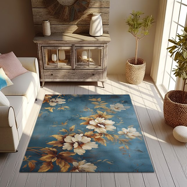 Harmony in Bloom: Japanese Oil Painting Area Rug (Creator Uploaded)