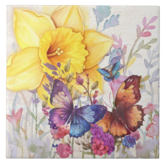 Harmony in Bloom: Nature’s Dance Ceramic Tile