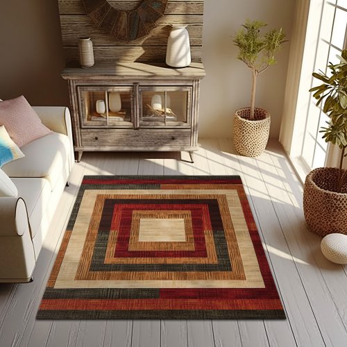 Harmony in Earth Contemporary Geometric Rug 