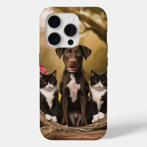 Harmony in Fur A Pet Family Portrait iPhone 15 Pro Case