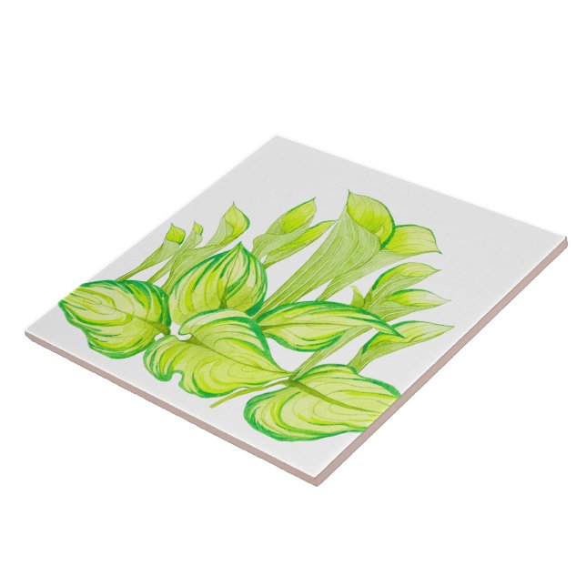 'Harmony in Green' on a Ceramic Tile (Side)