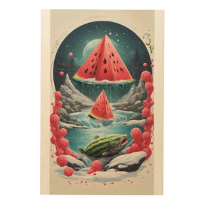 Harmony in Nature: Seal Fish, Watermelon, and Snow Wood Wall Art