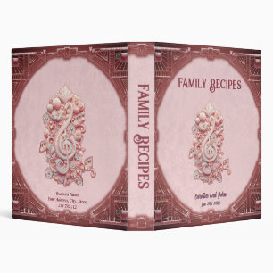 Harmony in pink, a majestic, stylized treble clef. 3 ring binder