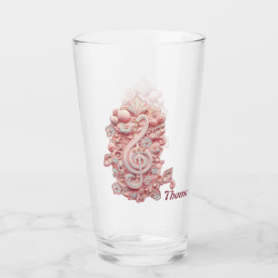 Harmony in pink, a majestic, stylized treble clef. glass