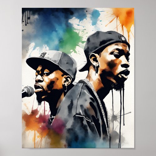 Harmony in Rhymes Dynamic Duet on Colorful Canvas Poster
