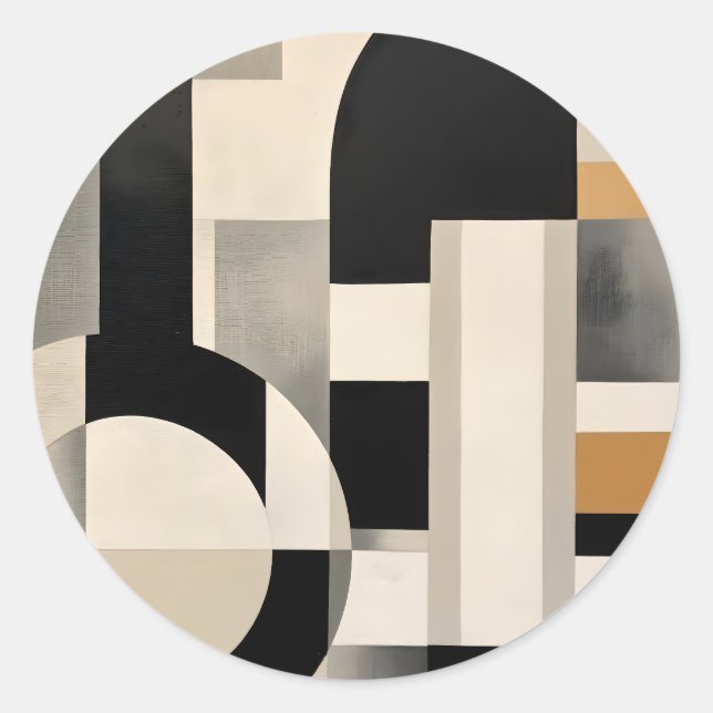 Harmony in Shades: Abstract Composition of B & w Classic Round Sticker (Front)