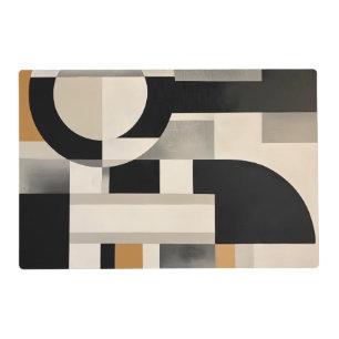 Harmony in Shades: Abstract Composition of B & w Placemat