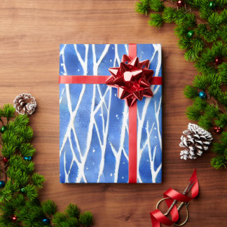 Harmony in Snow: Minimalist Pine Wrapping Paper