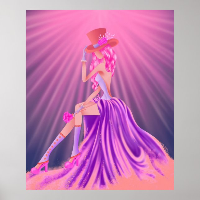 "Harmony in Stardust" A Glamorous Steampunk Queen Poster (Front)