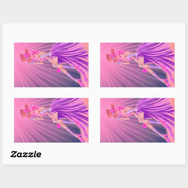 "Harmony in Stardust" A Glamorous Steampunk Queen Rectangular Sticker (Sheet)