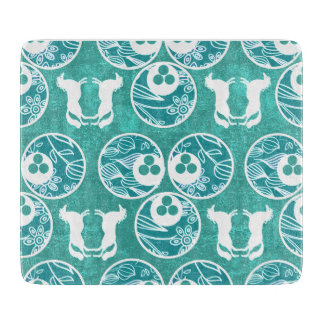 Harmony in Turquoise and White: Cutting Board