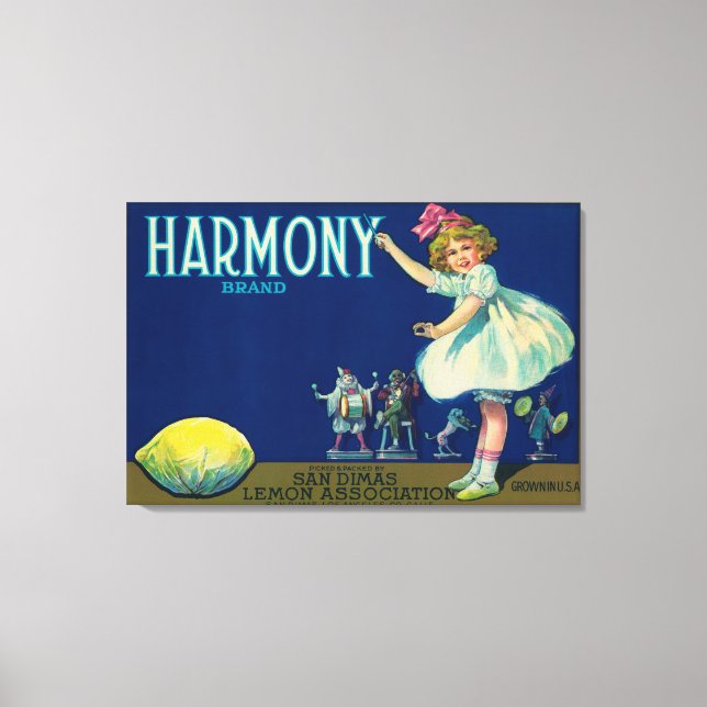 Harmony Lemon LabelSan Dimas, CA Canvas Print (Front)