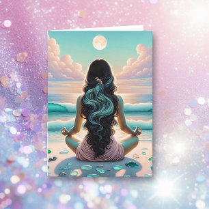 Harmony Meditation on Beach Blank Card