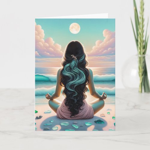 Harmony Meditation on Beach Blank Card