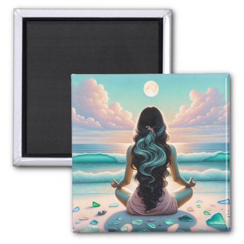 Harmony Meditation on Beach Magnet