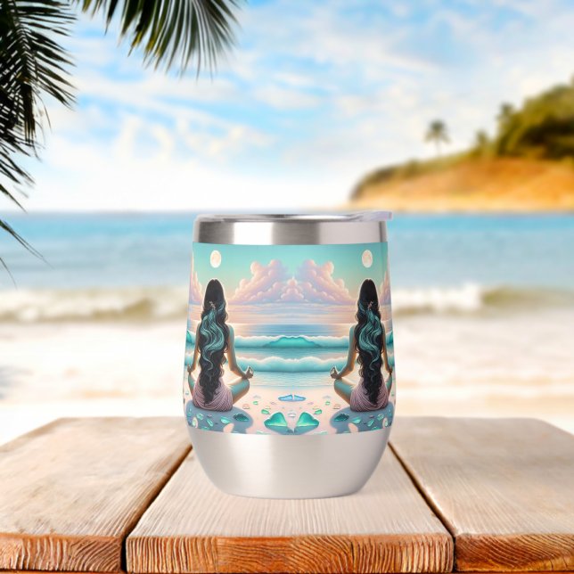 Harmony Meditation on Beach Thermal Wine Tumbler (Beach)