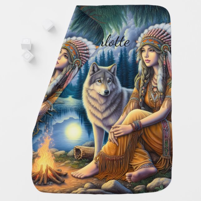 Harmony of native spirit and wilderness at dusk baby blanket (In Situ)