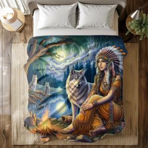 Harmony of native spirit and wilderness at dusk duvet cover