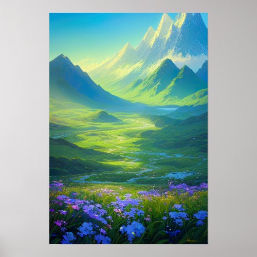 Harmony of Nature Majestic Green Valley Poster