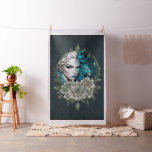 Harmony of the elements, the woman with lion.  fabric