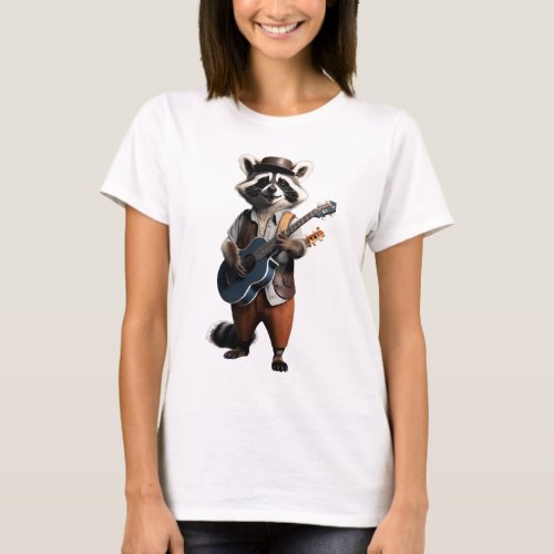 Harmony of Whiskers The Rhythmic Raccoon Maestro T_Shirt