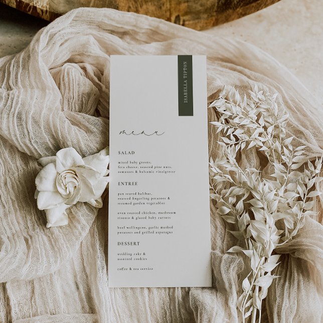 HARMONY Olive Green Modern Wedding Place Card (Creator Uploaded)