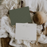 HARMONY Olive Green Thank Note Card<br><div class="desc">HARMONY | Olive Green Typography,  thank you note card. Features,  olive and sage green stripe pattern backing with soft beige background on front.</div>